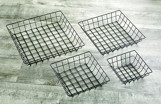 American Metalcraft SQGB10 Square Wire Grid Basket, Black, 10-Inches