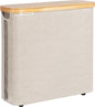 StorageWorks Large Toilet Paper Storage with Bamboo Lid, Toilet Paper Holder Basket for Up to 12 Mega or 16 Regular Size Rolls, Paper Storage Baskets for Bathroom, Light Khaki, 1 Pack