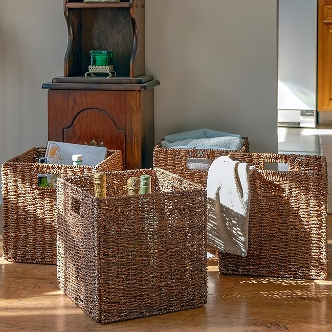 Foldable Storage Basket with Iron Wire Frame By Trademark Innovations (Set of 4)