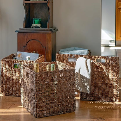 Foldable Storage Basket with Iron Wire Frame By Trademark Innovations (Set of 4)