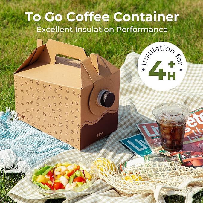 Fit Meal Prep 8 Pack 96 oz Disposable Coffee Dispensers with Handle, Durable Insulated Coffee To Go Storage Containers, Portable Cold/Hot Beverage Dispensers Bulk for Catering, Party, Office