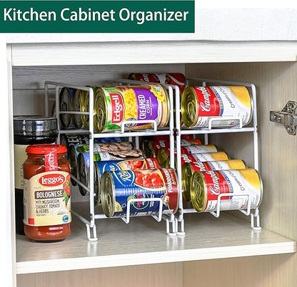 SUFAUY Beverage Can Dispneser Organizer, Stackable Shelves for Storage for Pantry, White - 2 Pack