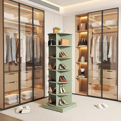 HomVent Rotating Shoe Rack, 6-Tier Spinning Shoe Rack Tower, Free Standing 360° Revolving Shoe Organizer Shoe Storage Shelf Hold Over 24 Pairs Shoes for Entryway Living Room
