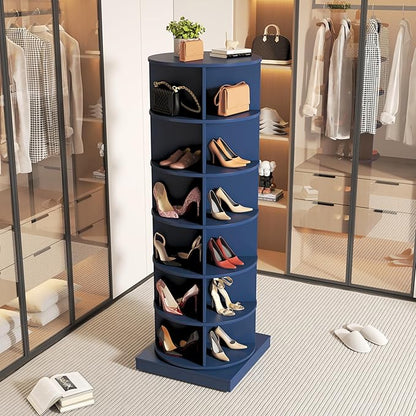 Rotating Shoe Rack Tower, 6-Tier Spinning Shoe Rack, Free Standing 360° Revolving Shoe Organizer Rotating Vertical Shoe Rack Can Hold 24 Pairs of Shoes for Entryway Living Room Hallway