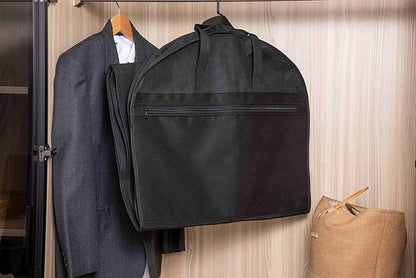 2 Pack 60"Garment Bags for Suits, Long Dress,Coats Lightweight Foldable with Travel Handle, Closet Storage and Travel-Friendly with Transparent Inner Bag Set, Black