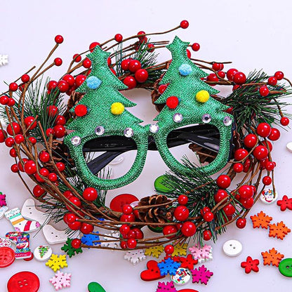 Callenbach Christmas Glasses Frame Glitter Eyewear Decoration Xmas Costume Creative Eyeglasses for Holiday Party Favors, Assorted Styles 6 Pieces