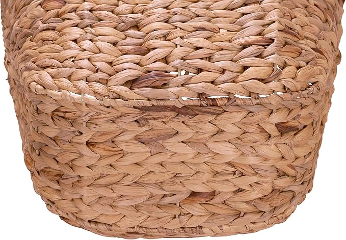 Household Essentials ML-4002 Tall Water Hyacinth Wicker Basket with Handles | Natural, Brown, Natural
