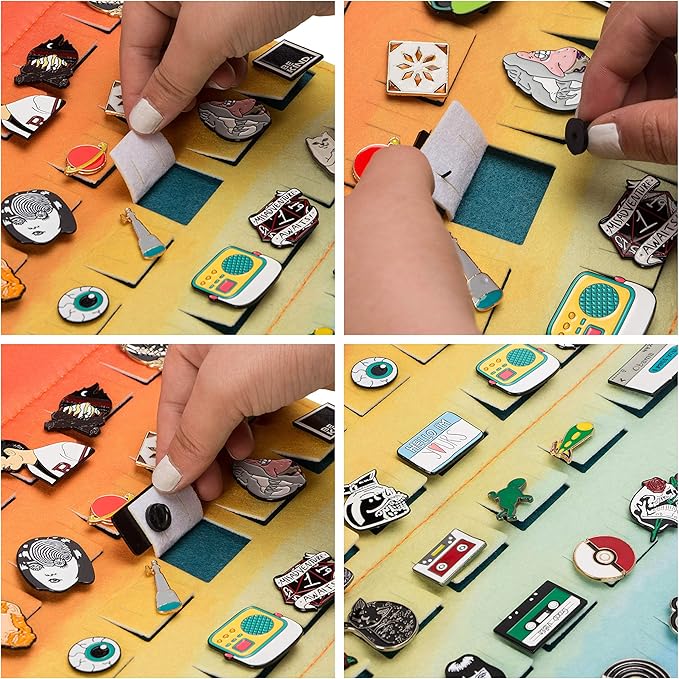 PACMAXI Hanging Brooch Pin Organizer, Display Pins Storage Case, Brooch Collection Storage Holder, Holds Up to 96 Pins.(Not Include Any Accessories) (S-96 Slots, Colorful, Small)