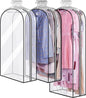 MISSLO 10" Gusseted All Clear Garment Bags for Hanging Clothes 40"+50" Suit Bags for Closet Storage Dresses Protectors for Shirts, Coats, Gowns, 3 Packs