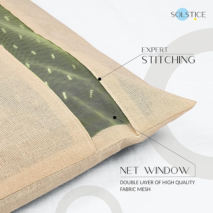 SOLSTICE Cotton Saree Bags, Covers for Storage Set with Zip Closure for Clothes Bags and Wardrobe Organizer with Transparent mesh window (16 x 14 Inches) (Pack 0f 12)