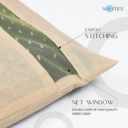 SOLSTICE Cotton Saree Bags, Covers for Storage Set with Zip Closure for Clothes Bags and Wardrobe Organizer with Transparent mesh window (16 x 14 Inches) (Pack 0f 12)