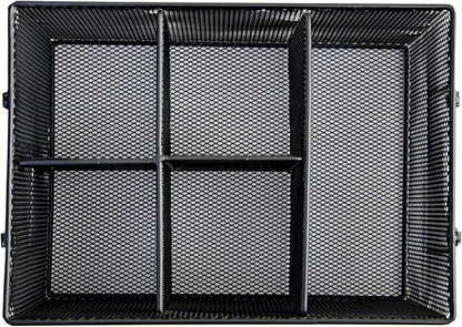Utensil Holder for Party Hosting Essentials 4 Silverware Carrier Slots, 1 Small Paper Plate Holder, 2 Side Handles – Condiment, Grill Flatware Caddy Outdoor Cutlery Caddy (Black)