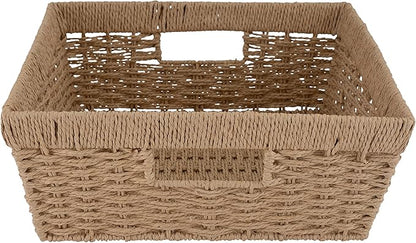 Simplify Large Shelf Storage Basket | Dimensions: 15"x 13"x 5" | Dutch Weave Design | Home Organization | Paper Rope Material | Great For Leaving Spaces | Great for Displaying