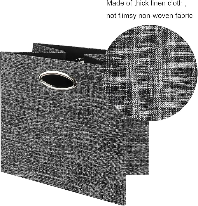 Posprica Storage Cubes,12×12 Storage Bins,Foldable Storage Baskets Fabric Drawers Containers for Shelf Cabinet Bookcase,Thick and Heavy Duty (4pcs, black)