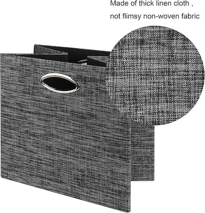 Posprica Storage Cubes,12×12 Storage Bins,Foldable Storage Baskets Fabric Drawers Containers for Shelf Cabinet Bookcase,Thick and Heavy Duty (4pcs, black)