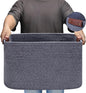 Large Cotton Rope Storage Basket with Leather Handles, Laundry Hamper Baskets, 20 "L x 14" W x 12 "H, Storage Blanket & Toy , Home Decor Basket. (Large Dark Grey)
