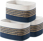 UBBCARE 3 Pack Baskets for Organizing, Woven Storage Baskets for Toys and Towel, Rectangle Cotton Rope Basket with Handles, 14''L x 8''W x9''H, Navy Blue