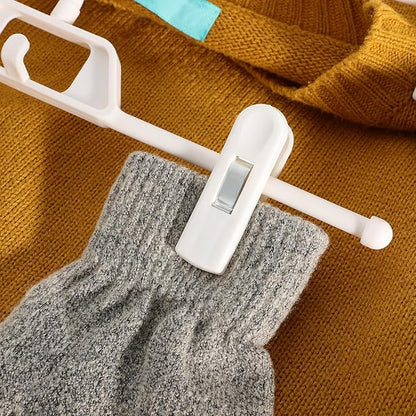 YARNOW Plastic Pants Hangers with Clips White, 10 Pcs Adjustable Skirt Hangers, Space-Saving Design, Ideal for Closet Organizer and Storage