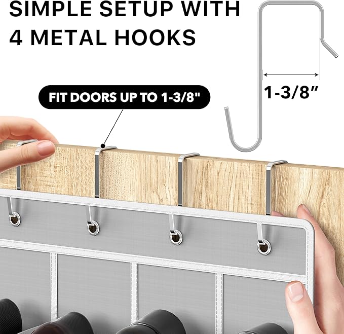 Simple Houseware 24 Pockets - Crystal Clear Over The Door Hanging Shoe Organizer, Gray (64'' x 19'')