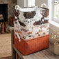 3 Pcs Western Bull Boho Rectangle Storage Basket Collapsible Highland Cow Storage Bin for Nursery Toys Books Waterproof Baskets for Closet Shelves Bedroom Decor(Cow)