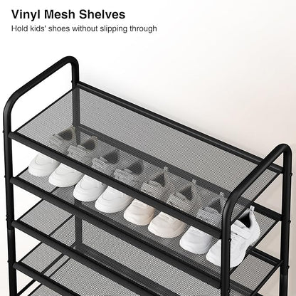 STO STO 10-Tier Shoe Rack with Sturdy Mesh Shelves, Tall Metal Shoe Organizer for Entryway, Closet, Garage, Front Door, Holds 30 Pairs, Free Standing Large Shoe Storage Shelf, Adjustable Feet, Black