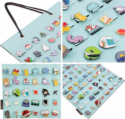 PACMAXI Hanging Brooch Pin Organizer, Display Pins Storage Case, Brooch Collection Storage Holder, Holds Up to 96 Pins.(Not Include Any Accessories) (S-96 Slots, Mint Green, Small)