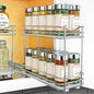LYNK PROFESSIONAL® Pull Out Spice Organization for Cabinets - 4-3/8 inch Wide – Spice Rack for Inside Cabinets, Slide Out Spice Rack Organizer for cabinet – Pull Out Spice Rack, Sliding 2 Tier Chrome
