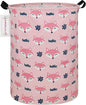 QUEENLALA Large Storage Basket,Laundry Hamper/Bathroom/Home Decor/Collapsible Round Storage Bin,Boys and Girls Hamper/Boxes/Clothing(Round-Pink Fox)