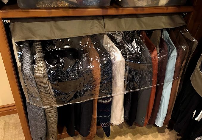 Garment Cover for Closet Rod and Portable Clothing Rack Shoulder Dust Cover - Protect Your Wardrobe in Style - Adjustable to fit 26" to 48" long - 4 Pack