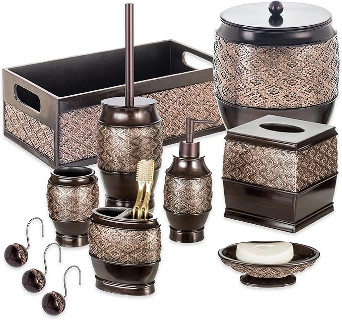 Creative Scents Dublin Brown Toilet Paper Storage Holder Basket for Decor - Decorative Bathroom Organizer and Storage for Countertop - Toilet Tank Topper Box - Modern Brown Bathroom Counter Decor