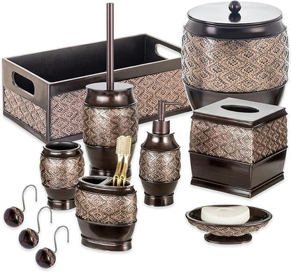 Creative Scents Dublin Brown Toilet Paper Storage Holder Basket for Decor - Decorative Bathroom Organizer and Storage for Countertop - Toilet Tank Topper Box - Modern Brown Bathroom Counter Decor