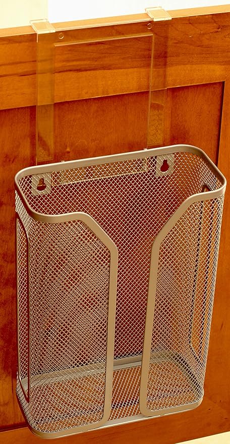 Deco Brothers Over The Cabinet Door Grocery Bag Holder, Silver
