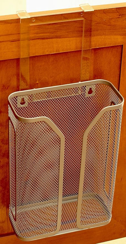 Deco Brothers Over The Cabinet Door Grocery Bag Holder, Silver