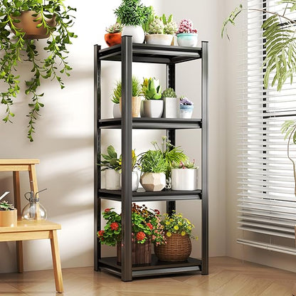 4Tier Garage Shelving Wood Storage Shelves 600 lb Load Capacity 54" H*16" W*16" D Metal Shelving Suitable for Garage Kitchen Pantry,Black