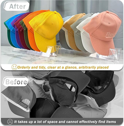 4 PCS Hat Organizer for Baseball Caps, Hat Stand Ideal for closet organization, Acrylic display rack suitable for bedroom, vanity, and wardrobe storage,No Assembly, Clear Hat Stand for 28.