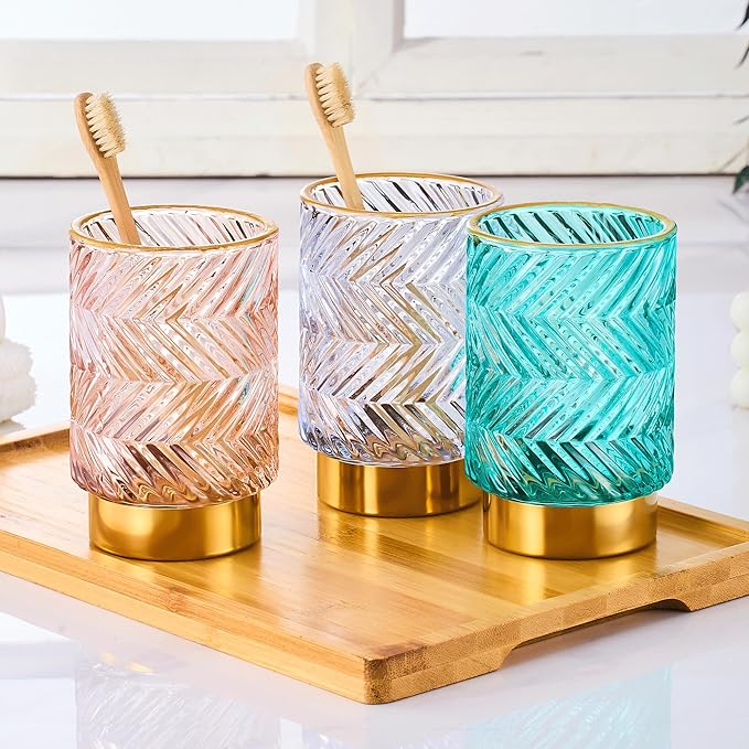 Makeup Brush Holder Organizer,Toothbrush Holders,Desk Pen Pencil Holder,Multifunctional Vintage Glass Brush Cup（A40-9-US）