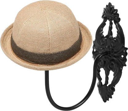MyGift 2 Pcs Hat Holder, Cowboy Hat Rack Display Wall Mounted, Baseball Cap Organizer, Wig Helmet Hanger for Wall, Black Metal