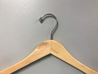 NAHANCO 17” Flat Wooden Shirt Hanger, No Notches, Natural Gloss (Pack of 20)