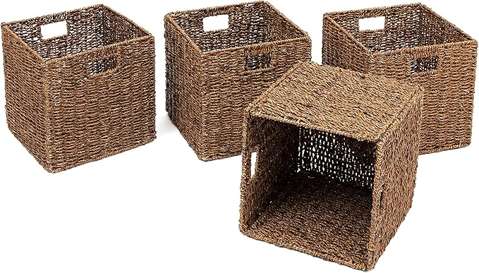 Foldable Storage Basket with Iron Wire Frame By Trademark Innovations (Set of 4)