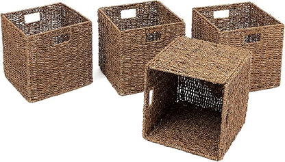 Foldable Storage Basket with Iron Wire Frame By Trademark Innovations (Set of 4)
