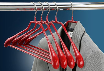 Mawa by Reston Lloyd BodyForm Series Non-Slip Space-Saving Clothes Hanger with Bar for Pants, 16-1/2", Style 42/LS, Set of 6, Red
