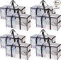 RUGGED RHINO 8 Pack Heavy Duty Extra Large Moving Bags, Durable Bag with Strong Handles and Zipper, Moving Boxes Alternative for College Packing, Holiday Décor, Space Saving Storage with Label, Clear