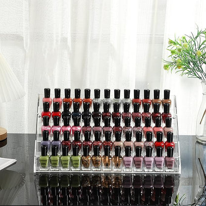 Cq acrylic Nail Polish Holder Organizer Clear Acrylic Nail Polish Tray Fingernail Polish Display case 5 layers 72 Bottles Essential Oils Holder Sunglasses Eyewear Organizer Display Case