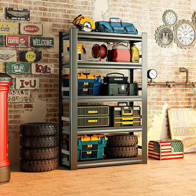 73" H|47.3" W All-Metal Garage Shelving Unit and Storage-Easy Assembly Shelves 5-Tier Rack|Heavy-Duty Adjustable Shelf|Steel Shelves for Industrial,Warehouse,Basement
