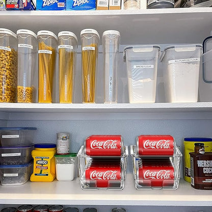 Simple Houseware 2-Pack Auto-Rolling Beverage Can Organizer for Fridge, Clear Front-Loading Soda Dispenser with Smooth Glide Design, Space-Saving Refrigerator Storage Bins