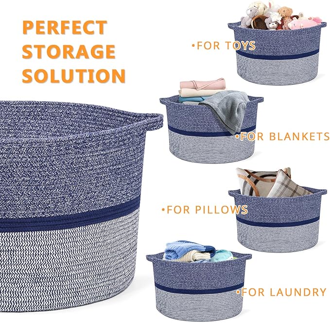 R RUNKA Extra Large Storage Basket - Soft Woven Organizer, 22" x 14"