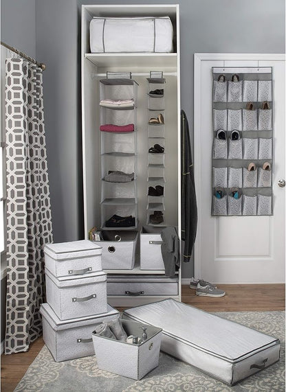 Simplify Embossed Nest Foldable 20 Door Hanging Shoe Organizer, Closet Storage, Large Pockets, White