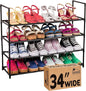 Sundaze Shoe Rack - 4 Tier Shoe Rack for Front Door Entrance, Sturdy Long Shoe Organizer for Closet, Bedroom, Entryway, Garage, Non Woven Fabric Shelf, Black, Holds Up to 20 Pairs