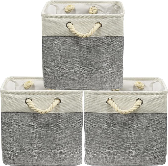 Simple Houseware 13" x 13" Large Fabric Storage Cubes for Closet and Cube Organizer, 3 Pack, Gray