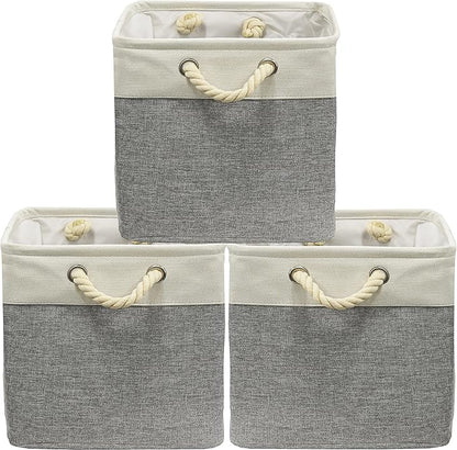 Simple Houseware 13" x 13" Large Fabric Storage Cubes for Closet and Cube Organizer, 3 Pack, Gray